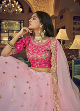 Trendy Looking Partywear Lehenga Choli in Baby Pink Colour